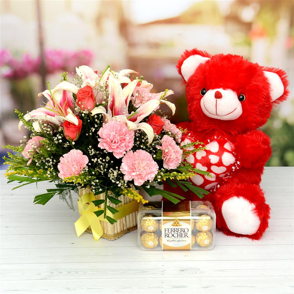 Valentine's Combo With Teddy and Rose